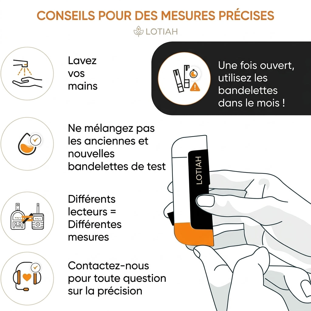 Bandelettes de test de glycémie - Lotiah