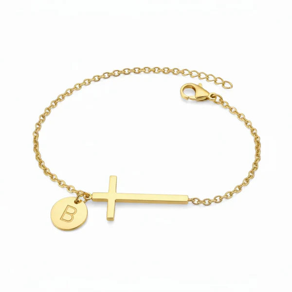 Bracelet Croix Initiale Personnalisée