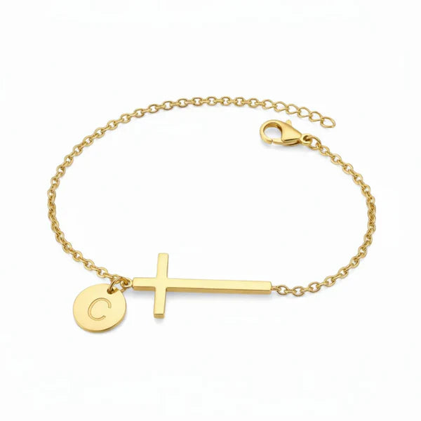 Bracelet Croix Initiale Personnalisée
