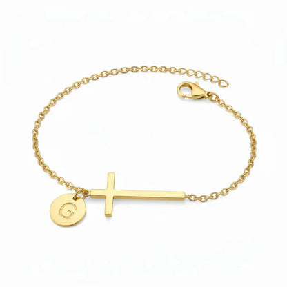 Bracelet Croix Initiale Personnalisée