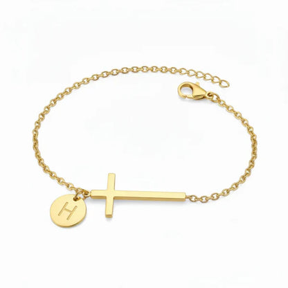 Bracelet Croix Initiale Personnalisée