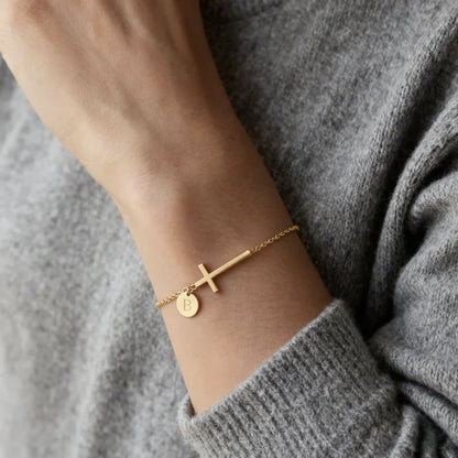 Bracelet Croix Initiale Personnalisée