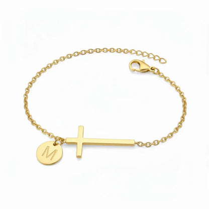 Bracelet Croix Initiale Personnalisée