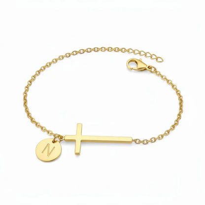 Bracelet Croix Initiale Personnalisée
