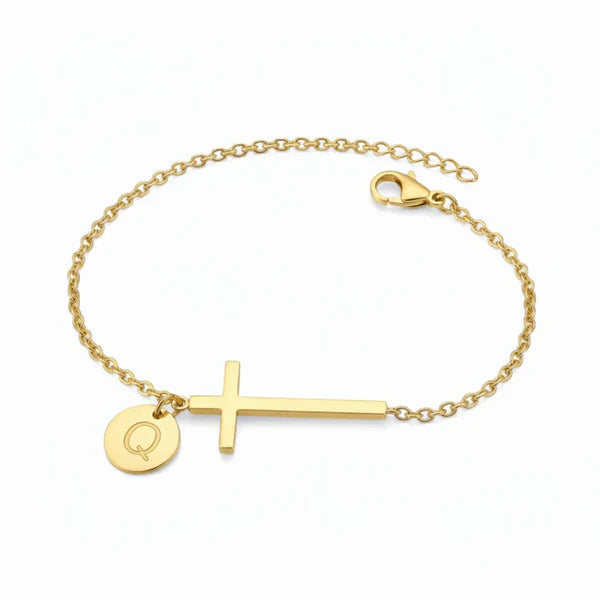 Bracelet Croix Initiale Personnalisée