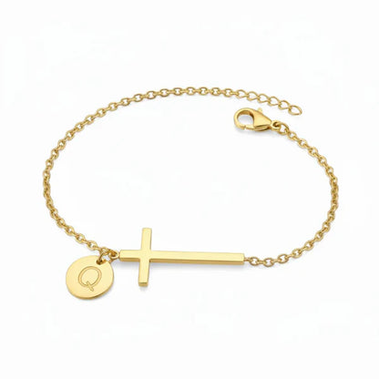 Bracelet Croix Initiale Personnalisée