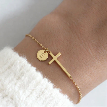 Bracelet Croix Initiale Personnalisée