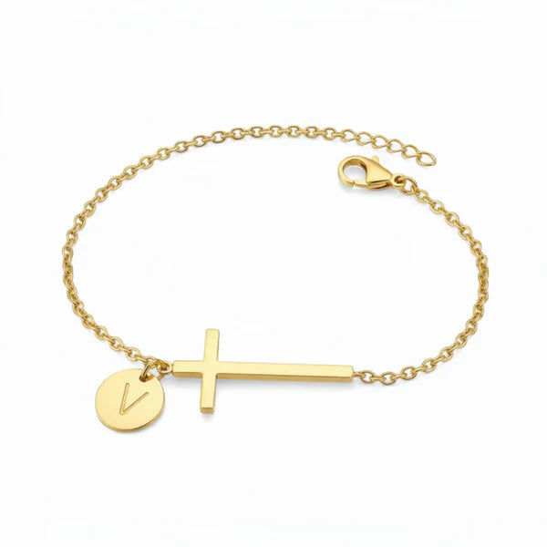 Bracelet Croix Initiale Personnalisée