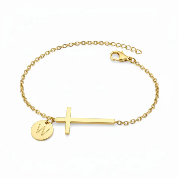 Bracelet Croix Initiale Personnalisée