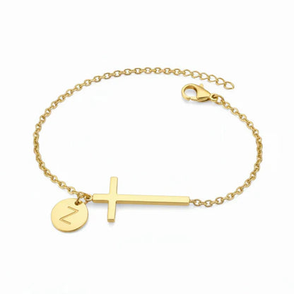 Bracelet Croix Initiale Personnalisée