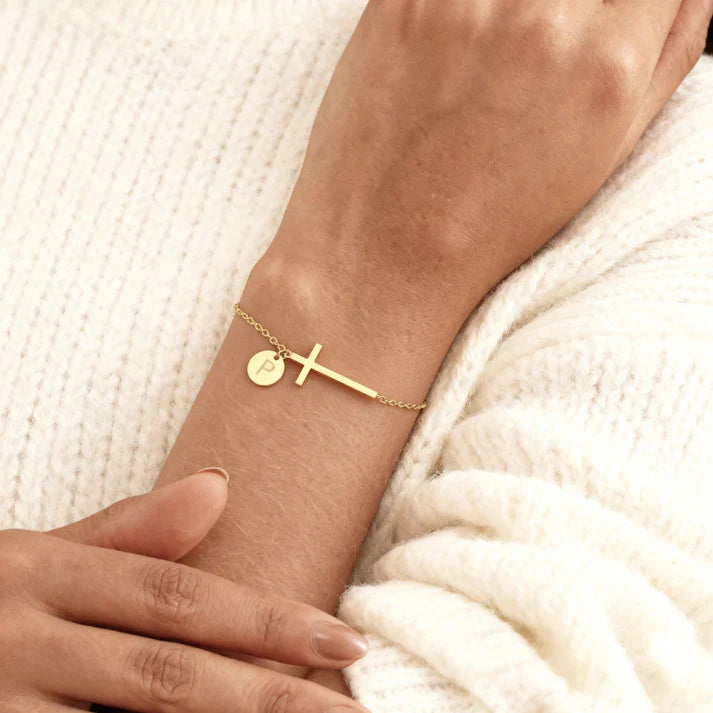 Bracelet Croix Initiale Personnalisée