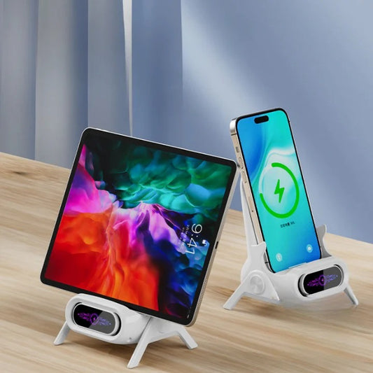 Support Sans Fil 3-en-1 avec Charge Rapide Magnétique & Son 3D